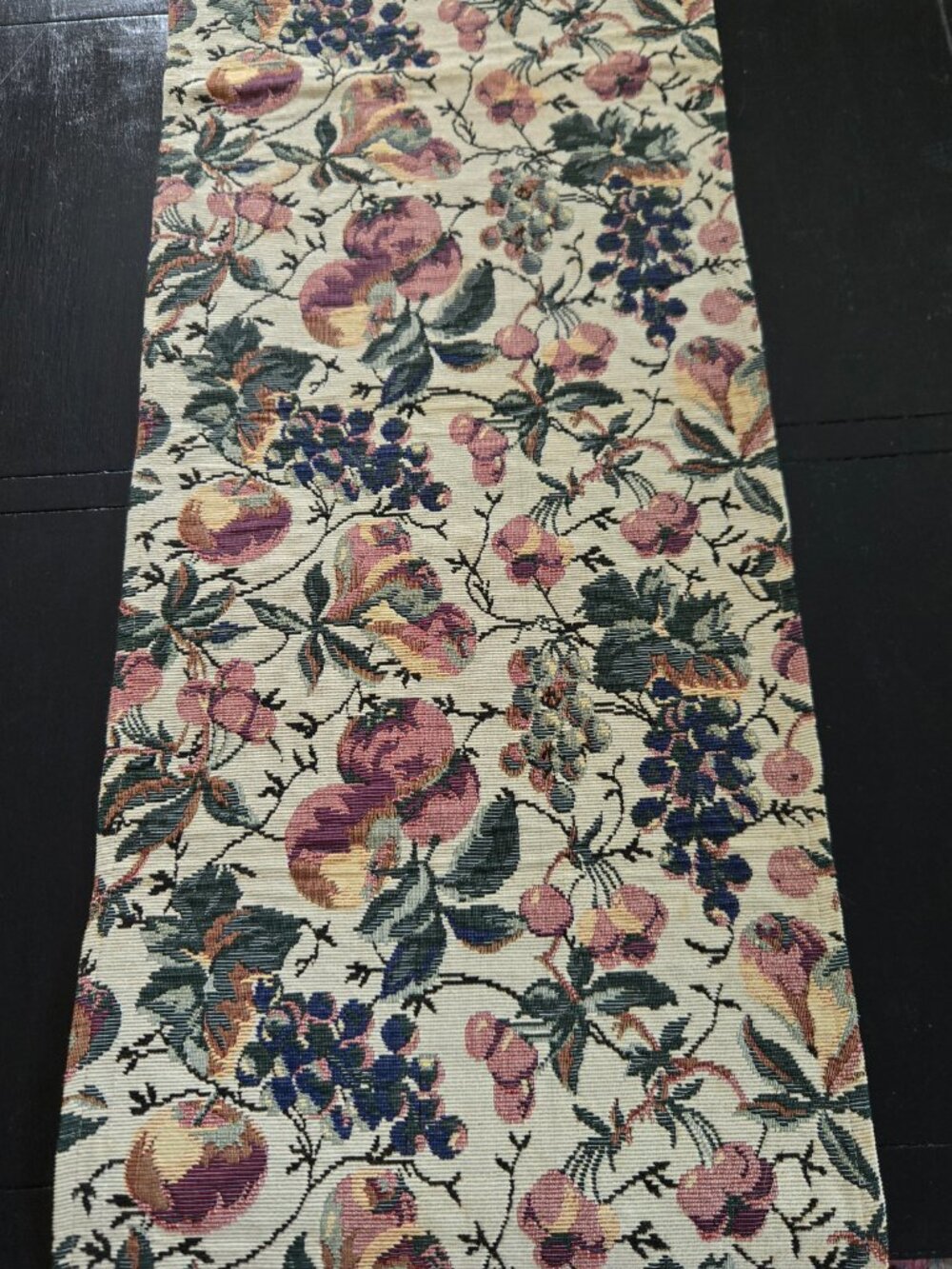 Fruit Tapestry Purple, Rose. Green Cream Floral Table Runner